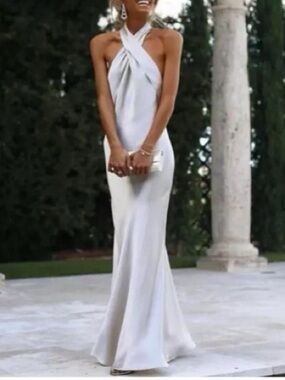 Zara Limited Edition Champagne Halter Evening/ Cocktail Dress